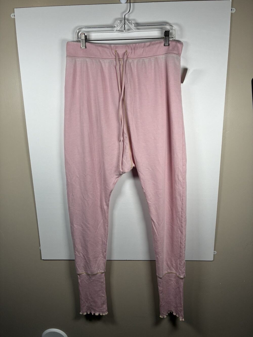 Intimately Free People L NWT Pink Harem Lounge Pants Drop Crotch Lettuce Hem